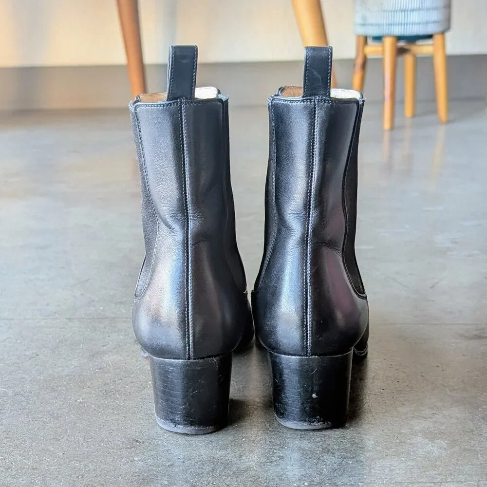 Christian Louboutin Black Leather Ankle Chelsea Boots size 36.5